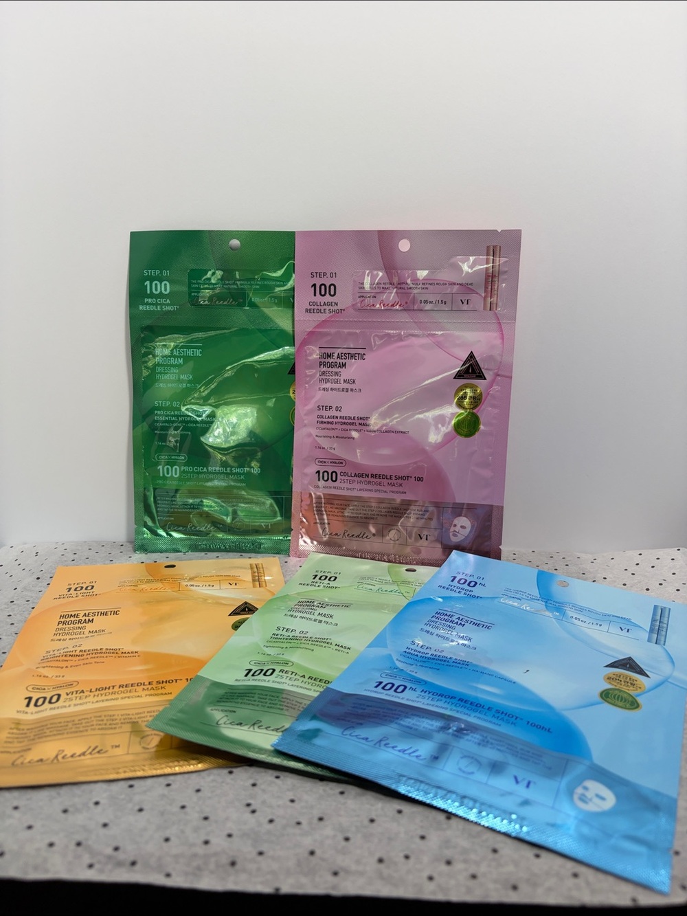 5 Collagen Needle Shot Face Mask - Multi-Color Hydrating Sheet Set